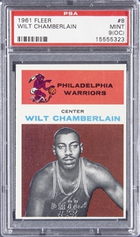 1961-62 Fleer #8 Wilt Chamberlain Rookie Card – PSA MINT 9 (OC)